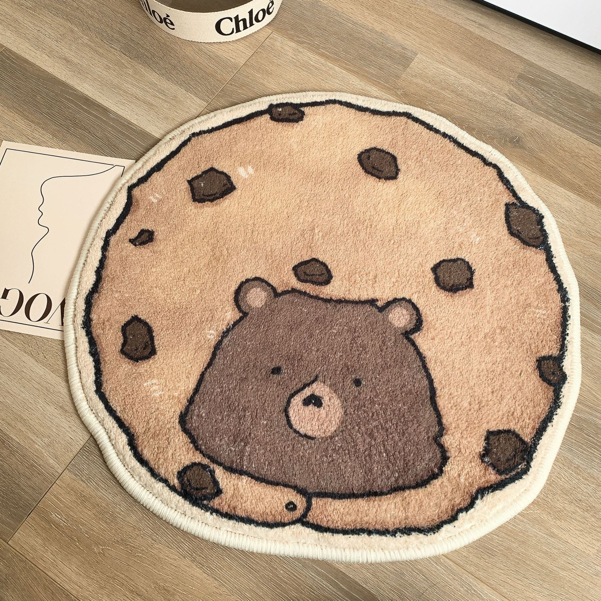 Cartoon Cookie Bear Imitation Cashmere Non-Slip Rug for Bedroom 50x80cm