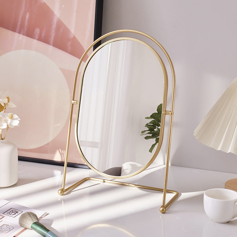 Desktop HD round makeup mirror, student dormitory dressing mirror, home use rotating beauty mirror