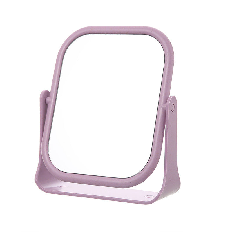 Tabletop square makeup mirror with rotating round mirror, suitable for use on a table
