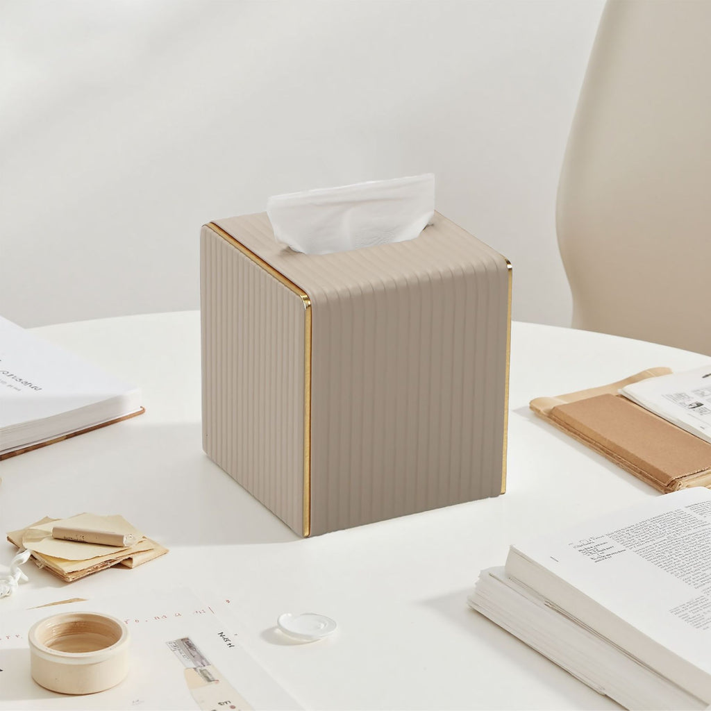 Square Leather Tissue Box For Home