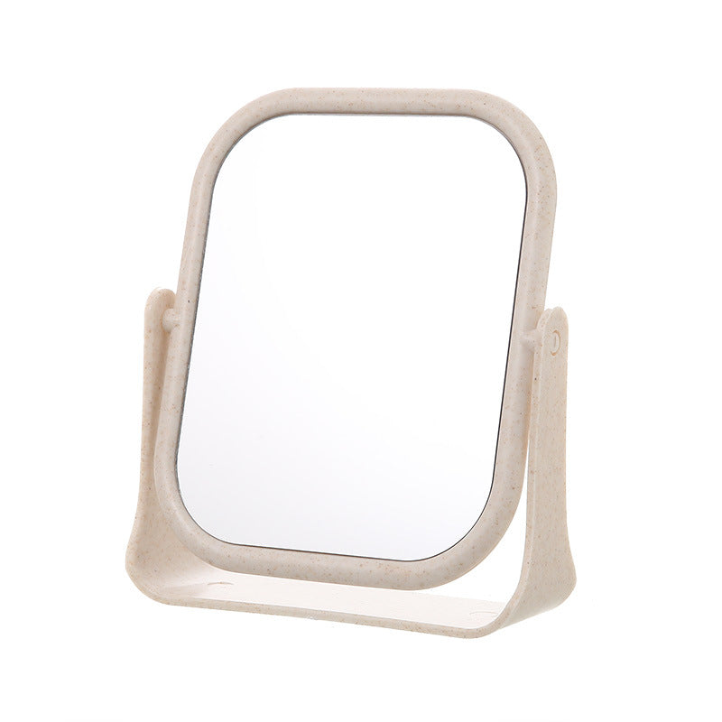 Tabletop square makeup mirror with rotating round mirror, suitable for use on a table