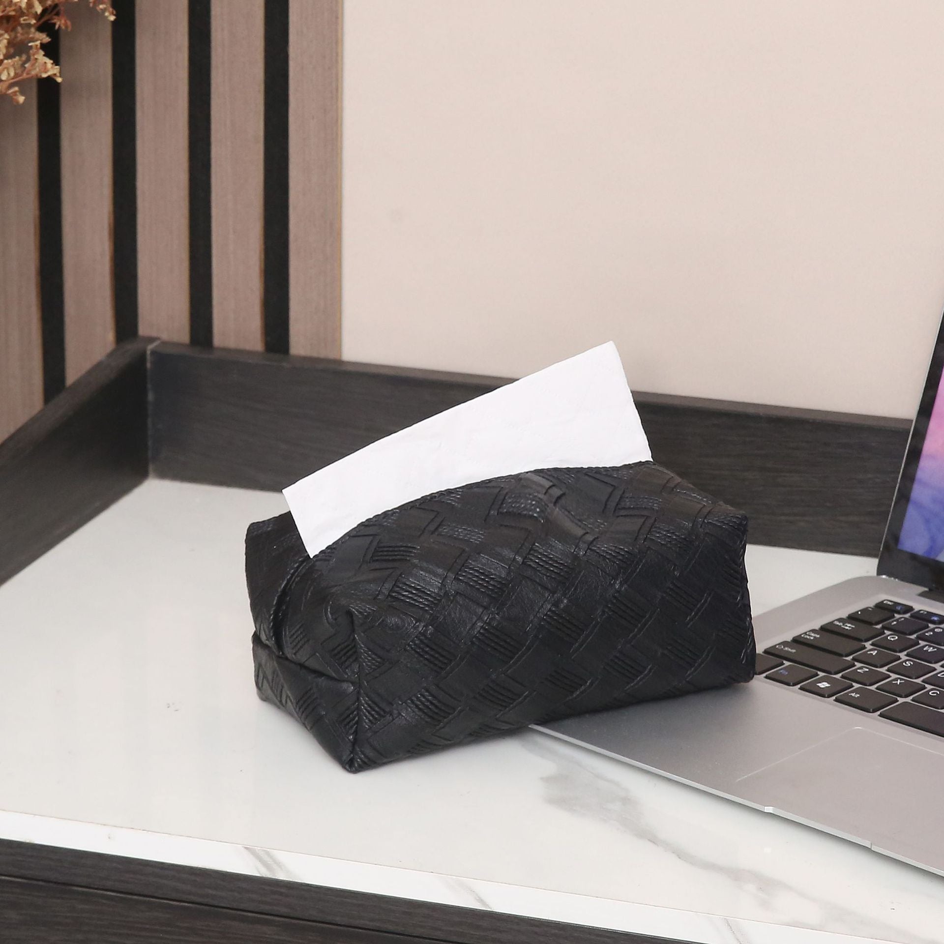 Woven Leather Tissue Box For Living Room