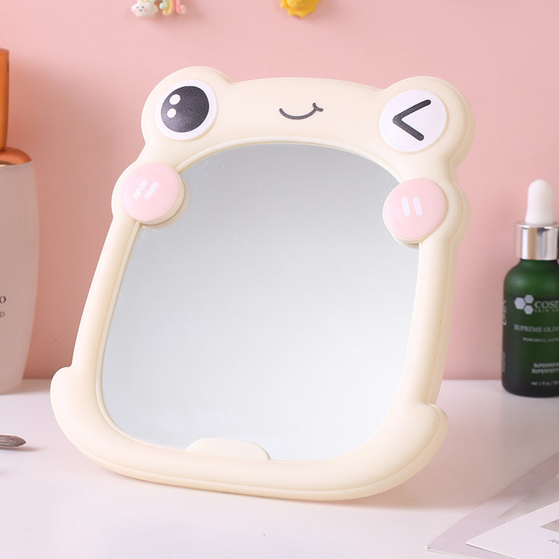 Frog-shaped makeup mirror, cartoon desktop foldable wall-mounted mirror