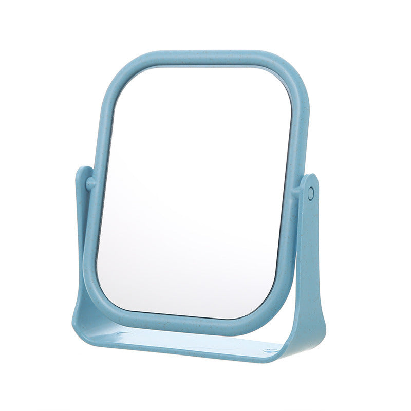 Tabletop square makeup mirror with rotating round mirror, suitable for use on a table