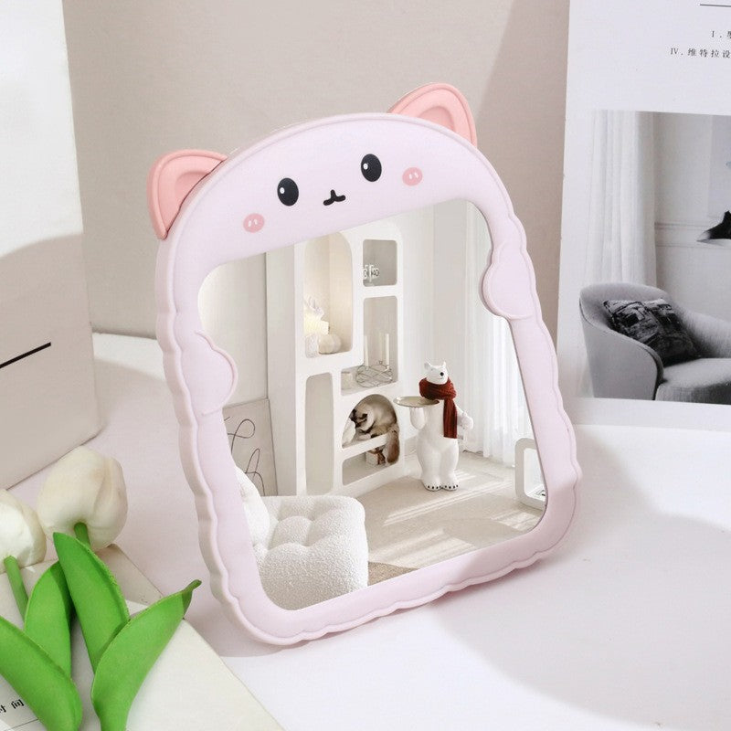 Plastic foldable color-printed cat ear makeup mirror