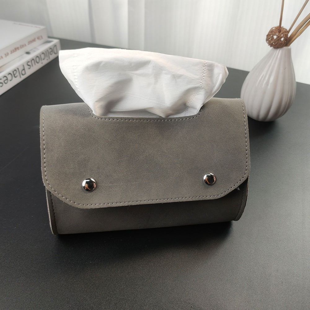 Retro PU Leather Desktop Tissue Bag