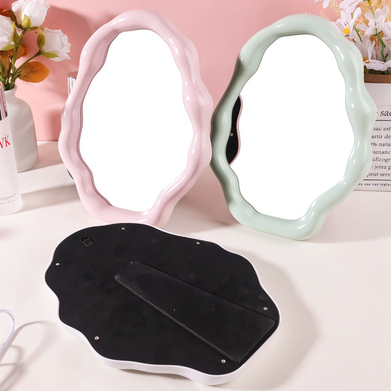 Cloud-shaped makeup mirror, irregularly shaped plastic mirror, desktop/tabletop makeup mirror, portable