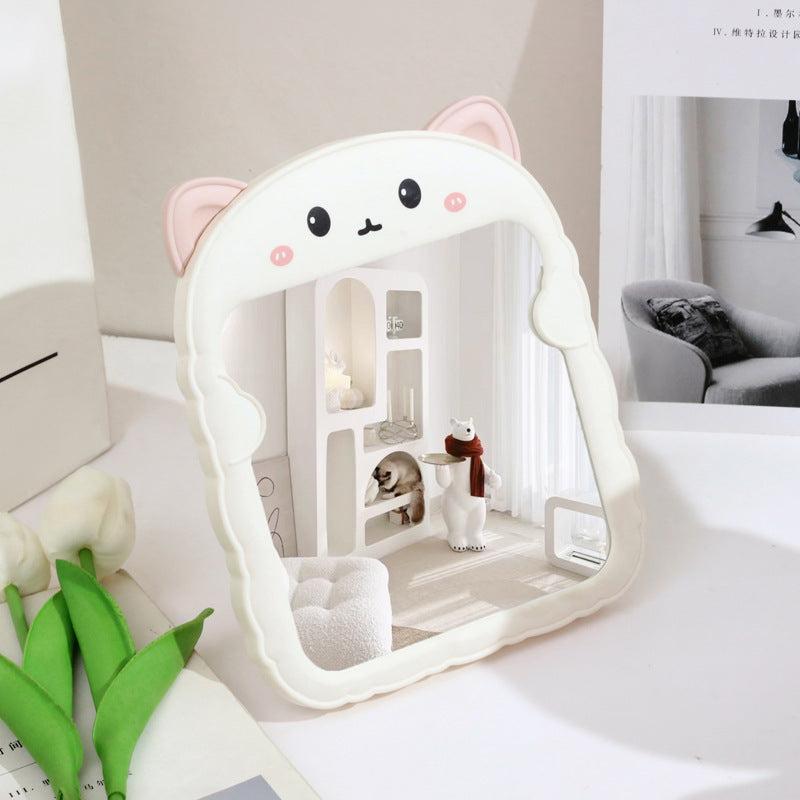 Plastic foldable color-printed cat ear makeup mirror