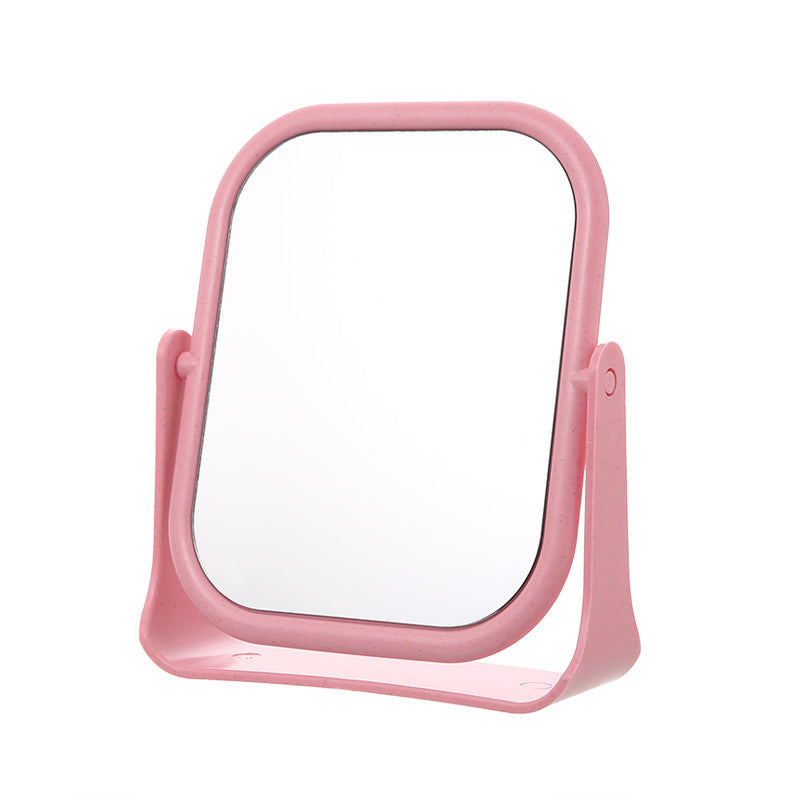 Tabletop square makeup mirror with rotating round mirror, suitable for use on a table