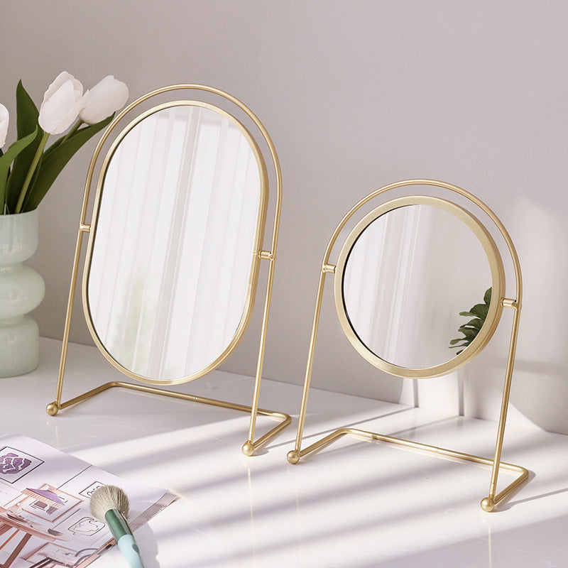 Desktop HD round makeup mirror, student dormitory dressing mirror, home use rotating beauty mirror