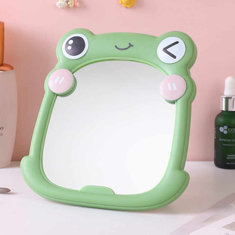 Frog-shaped makeup mirror, cartoon desktop foldable wall-mounted mirror