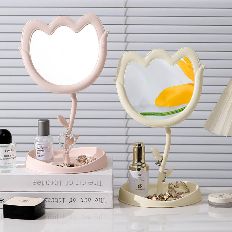 Plastic flower mirror, tulip makeup mirror, desktop mirror for girls