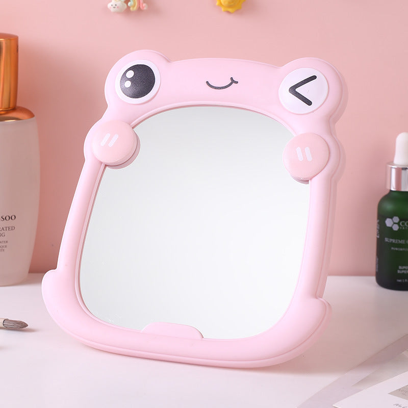 Frog-shaped makeup mirror, cartoon desktop foldable wall-mounted mirror